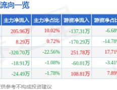 皇马科技（603181）4月25日主力资金净买入205.96万元