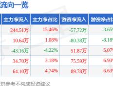 股票行情快报：皇马科技（603181）3月28日主力资金净买入244.51万元