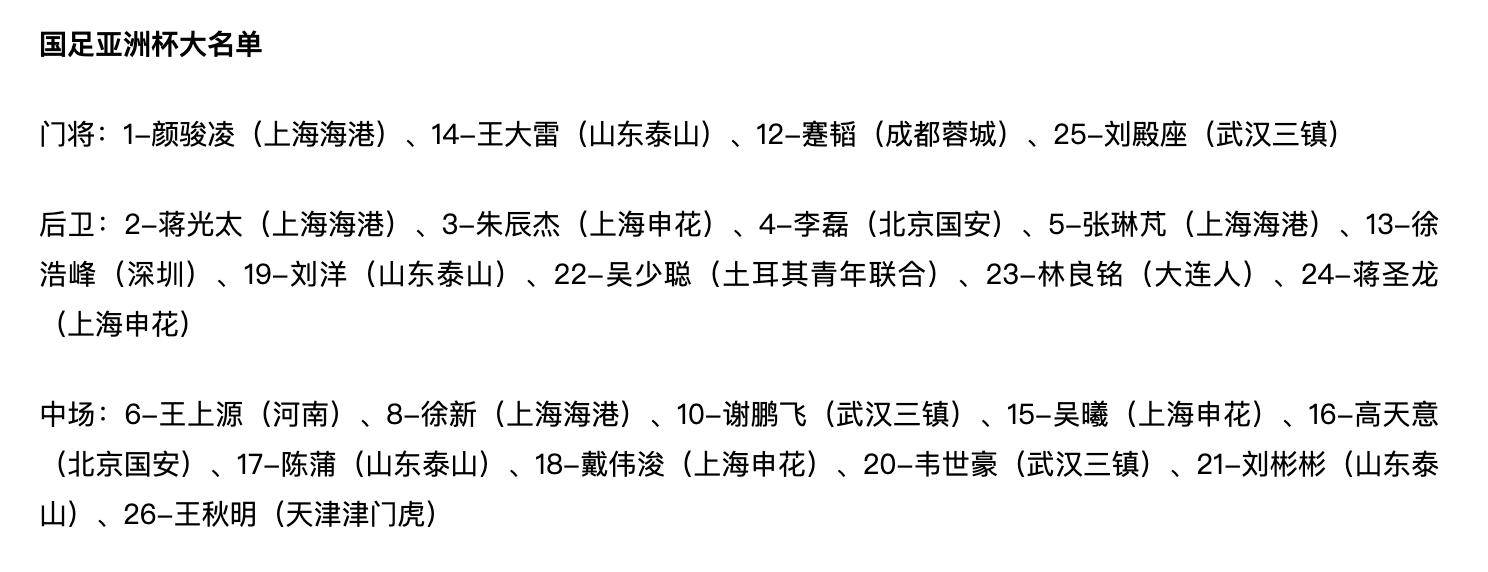 亚足联官宣！国足亚洲杯名单出炉，李可被驱逐，艾克森错失良机